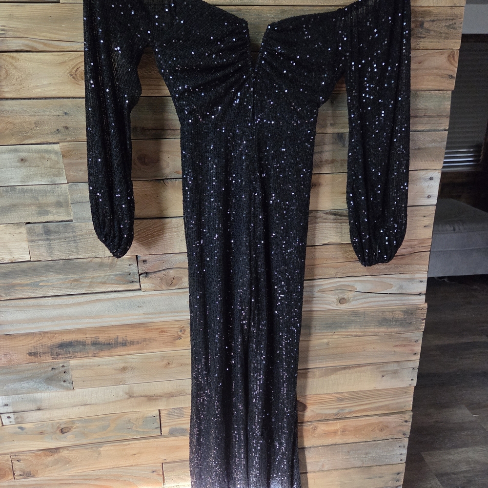 Main Strip Sparkling Black Sequin Dress